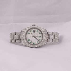 Reloj de Lujo con Esfera Analógica de Diamante Natural Blanco VVS1 con Corte Brillante, Movimiento Automático Árabe, Envío Gratis - Product Image 1