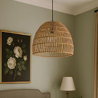 Abat-jour de plafond bohème tressé à la main, style côtier, en corde de jute naturelle, 30 cm