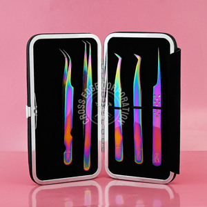 Lash Beauty Tools Stainless Steel Tweezers Eyelash Extension Kits Best Lashes Tweezers With Fiber Tip 90 Degree Volume - Product Image 6