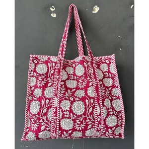 กระเป๋าผ้าฝ้ายเย็บมือ: กระเป๋าตลาดลายพิมพ์บล็อกอินเดีย - Product Image 2