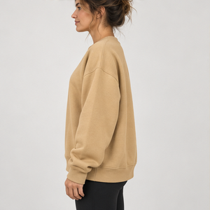 Sudadera de cuello redondo con letras de polka dots color camel para mujer, manga larga, logotipo personalizado - Product Image 1