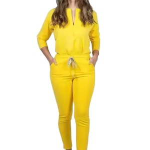 Wholesale Custom Private Logo Heat-Transfer Printed Anti-Wrinkle Woven <b>Scrub</b> Sets Polyester/Rayon/Spandex Long Sleeve Uniform - Product Image 3