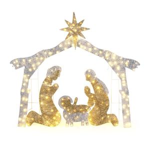 190LED Lumières 6ft Silver Roof Nativité Scène Jardin Jésus Décoration Décorations de Noël Produit - Product Image 1