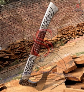 Hacha Vikinga Mini de Doble Hoja de Acero al Carbono 45, Hecha a Mano, con Mango de Madera, Personalizada para Exteriores, de Steel Craft International Industrial - Product Image 6