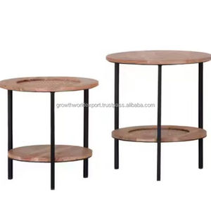 Juego de Mesas Auxiliares Redondas Modernas de Madera con Patas de Metal, Mesa de Centro de 2 Niveles para Sala de Estar, Mesa Auxiliar Redonda para Café 2026 - Product Image 1
