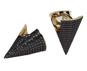 Boucles d'oreilles uniques en diamant noir de créateur Moissanite Boucles d'oreilles noires en argent sterling 925 Boucles d'oreilles en forme de cône pour femmes - Product Image 2