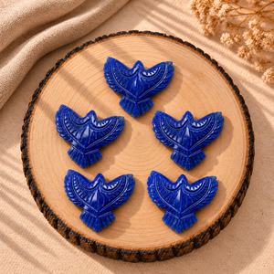 Sculpture d'aigle en lapis-lazuli de 30 mm, pendentif artisanal en pierre précieuse pour la fabrication de bijoux, décoration, artisanat, fournitures en gros - Product Image 3