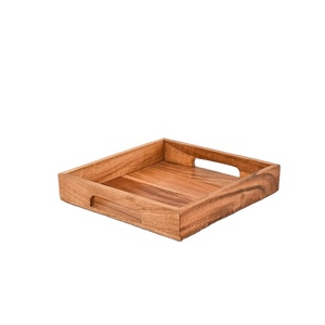 Best Seller Square Wooden Serving Tray with Handles Small <b>Medium</b> Multipurpose Kitchen Dining Breakfast Decor - Product Image 1