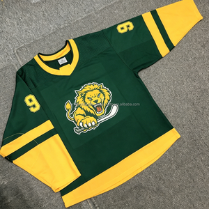 Maillot de hockey sur glace bleu roi pour homme, uniforme personnalisé de l'équipe de New York, col en V, lacets, rayures, vêtements de sport sublimés - Product Image 6
