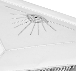 Delantal de Maestro Masón de la Logia Azul - Delantal de Maestro Masón Personalizable con Borde de Hilo Blanco y Corona, Cuero Genuino, Envío Rápido, MOQ - Product Image 3
