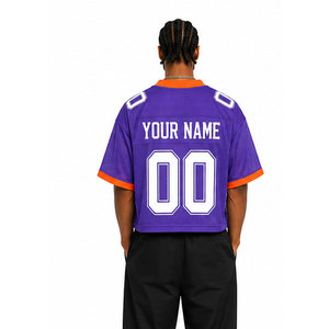 Maillot de football violet pour femme, col en V, manches courtes, en maille respirante, imprimé sérigraphié, bretelles réglables, numéros d'équipe 00, coupe classique - Product Image 6