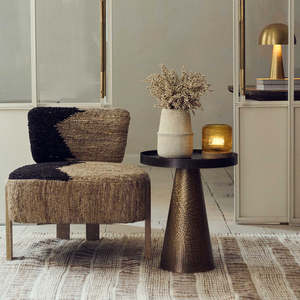 Mesas de Centro y Auxiliares Redondas de Metal Chapado en Oro con Textura Martillada Estilo Art Deco de la Mejor Calidad para Decoración del Hogar, Hotel u Oficina - Product Image 2