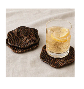 Sous-verres en rotin BOHO, tapis de table réutilisables, lot de 4, design tressé naturel - Product Image 1