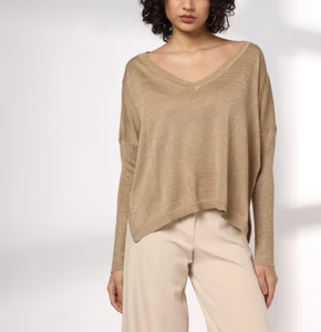 Pull tricoté à manches longues pour femme, col en V, en polyester/nylon, confortable et décontracté pour l'hiver – Nouvelle collection très prisée - Product Image 1
