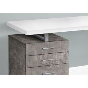 Scrivania per Laptop da 48 Pollici per Ufficio Domestico con Laminato Effetto Cemento Bianco e Cassetti Portaoggetti in Metallo Bianco per Configurazione Destra e Sinistra - Product Image 3