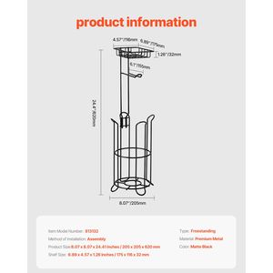Portarotolo Premium 3-in-1 Autoportante con Mensola in Metallo, Contiene 4 Mega Rotoli, Design con Base Rialzata per Facile Accesso - Product Image 3