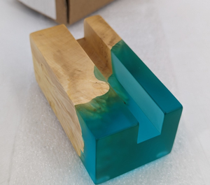 Epoxy Resin And Wood Business <b>Card</b> Stand Office Desk Organizer Business Display Holder Clipboard Style Portable Office Used - Product Image 5
