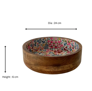 Tazón para Servir con Diseño Floral, Nuevo Lanzamiento, Tazón de Madera con Estampado Esmaltado, Tazón de Madera Esmaltada Hecho a Mano de Alta Calidad, Exportador Mayorista - Product Image 3