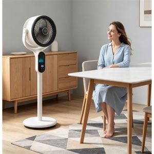 Ventilatore a piantana oscillante silenzioso a 8 velocità con altezza regolabile, pannello touch LED e telecomando con timer 12H, ideale per cappotti da donna - Product Image 2