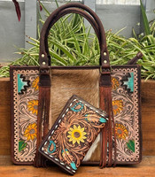 Tas Jinjing Kulit Sapi Asli Buatan Tangan untuk Menyembunyikan Senjata Api & Dompet Organizer Selempang Kulit Asli Buatan Tangan 2-in-1 untuk Wanita