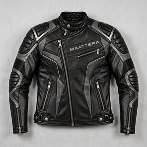 Chaqueta de cuero negra para motocicleta para hombre, chaqueta de motociclista personalizada, estilo de carreras premium, con cremallera, ropa de calle protectora a la moda - Product Image 5