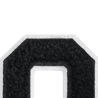 Patch thermocollant lettre O en chenille noire brodée avec fermeture auto-agrippante pour vêtements, chapeaux et sacs