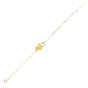 Bracelet de luxe en or double cœur avec diamants CZ pour femmes |   Bracelet chaîne romantique réglable - Product Image 1