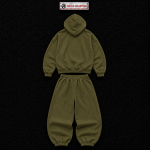 Olive Oversized Tracksuit Unisex Plain Pullover Hoodie Jogger Pants Set Loose Fit Casual Streetwear <b>Winter</b> Lounge <b>Wear</b> Out Solid - Product Image 6