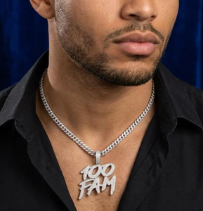 Collier pendentif lettre Hip Hop, breloque en cristal glacé, zircone cubique, bijoux unisexe pour usage quotidien - Product Image 1
