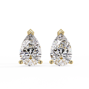 Custom Diamond <b>Earrings</b> Pear Cut Lab Grown Diamond Stud 2.00 Ct IGI Certified 14K Pure Gold V Prong Martini Screw <b>Back</b> <b>Earrings</b> - Product Image 2