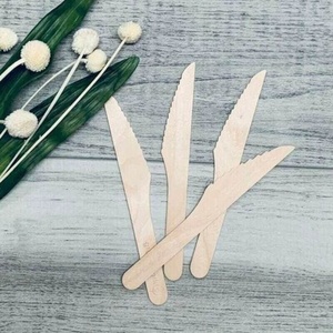 Sustainable Birchwood Disposable Knives 155mm Food Grade Cutlery for Catering and Bakery Packaging Set of 100 Pieces Celebration - Product Image 1