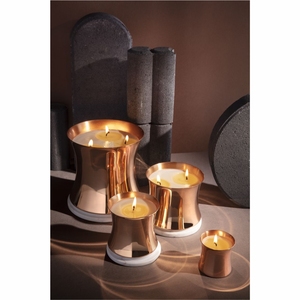 Luxury Gold Electroplated Aluminum <b>Candle</b> Jar Wholesale Two-tone White Aluminum Scented <b>Candle</b> Container with Lid for Home Decor - Product Image 3