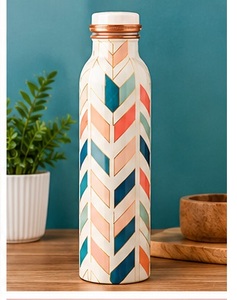 Botella de Agua Estética con Diseño Floral y Colibrí, Tapa de Cobre, Portátil, Metálica, para Viajes - Product Image 5