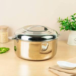 Casserole en acier inoxydable avec couvercle, 24 cm, ronde, durable, design moderne, passe au lave-vaisselle, compatible gaz et induction - Product Image 1