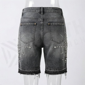 Pantalones Vaqueros Cortos de Cintura Alta para Mujer, a la Moda, Rotos, Casuales, de Verano, para Uso en Exteriores, Color Personalizado - Product Image 2