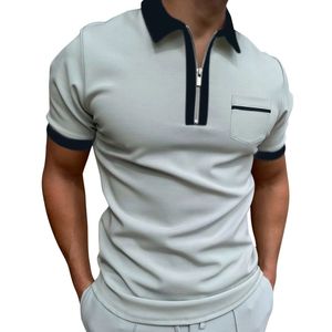 Business New Style Short-Sleeved Men's <b>T</b> <b>Shirt</b> With <b>Collar</b> Casual Pure Color Fashionable Embroidery <b>T</b>-<b>Shirt</b> - Product Image 5