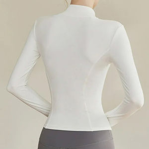 Chaquetas de Yoga para Mujer al por Mayor, Transpirables, de Secado Rápido, de Nailon Suave, Acanaladas, Sin Costuras, de Corte Regular, con Cierre Frontal y Manga Larga - Product Image 5