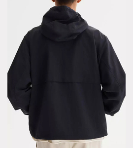Veste coupe-vent noire pour hommes, veste décontractée légère et coupe-vent à capuche, coupe ample, vêtements d'extérieur pour l'automne - Product Image 2