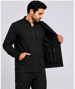 Blouse Médicale Premium pour Homme, Veste de Travail Zippée à Manches Longues, Uniforme d'Hôpital Coupe Athlétique Moderne, Tenue d'Infirmier OEM ODM - Product Image 5