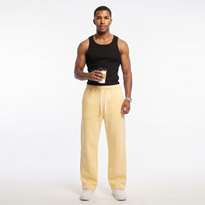 Pantalon de jogging décontracté pour homme, style streetwear, coupe ample, coton de haute qualité, taille élastique avec cordon, idéal pour la gym et le sport, écologique, style pyjama. - Product Image 1