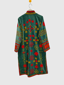 Veste pour femmes en velours brodée à la main, taille plus, col mandarin, motif floral long, vêtements d'hiver, style élégant, manches longues - Product Image 6