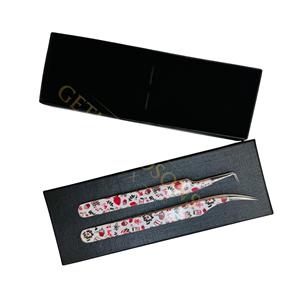 Pince à épiler GETUP BROSONS IMPEX GBI-EET-1209 en acier inoxydable avec revêtement papier, pointe lisse de précision et manche à motifs - Product Image 1