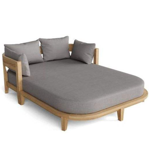 Tumbona grande de diseño moderno con estructura de madera de teca, acolchado de espuma y cojín de lujo. - Product Image 3