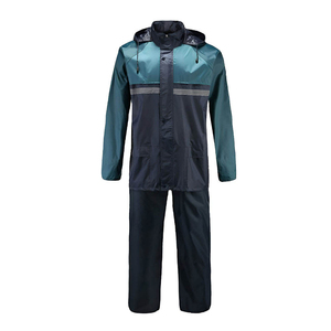 Men Waterproof <b>Rain</b> Suit Hooded Color Blocked Parka <b>Jacket</b> and Pants with Pockets Regular Fit Outdoor Wear - Product Image 1