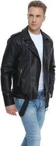 Chaqueta de Cuero Genuino para Hombre, Estilo Motero Clásico, Cuero Vacuno Resistente, Calidad de Exportación, Logotipo Personalizado - Product Image 3