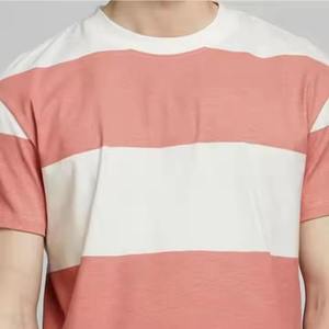 T-shirt décontracté en coton tricoté à manches courtes pour homme, coupe classique, avec logo uni sur le devant et imprimé numérique - Product Image 4