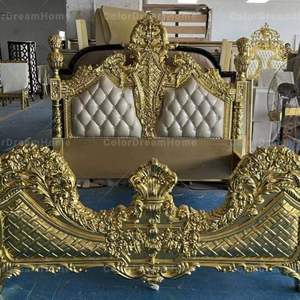 <b>Antique</b> Royal Luxury Hand-Carved Solid Wood Wedding <b>Bed</b> Custom Premium Bedroom Furniture INDIAN FABRICS 5-Year Warranty - Product Image 2