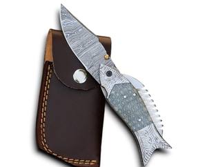 Couteau de camping d'extérieur de haute qualité, best-seller, en acier Damas gravé, avec manche ergonomique en acier nid d'abeille, 7,5 pouces - Product Image 1