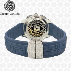 Charm_Jewells Luxury Unisex Watch 40mm Stainless Steel Case Diamond Encrusted Silicone Band <b>Chronograph</b> Mechanical Movement 10 - Product Image 3