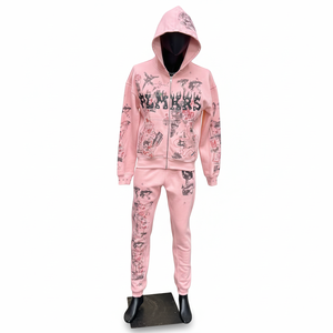 Conjunto Deportivo Personalizado para Hombre con Sudadera con Cremallera y Estampado Gráfico, Pantalones Jogger, Ropa Urbana de Algodón, Venta al Por Mayor OEM - Product Image 1
